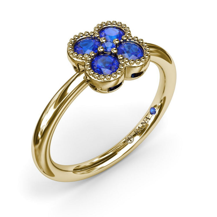 Magnolia Milgrain Sapphire Ring