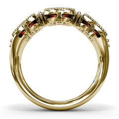 Magnolia Milgrain Ruby and Diamond Ring
