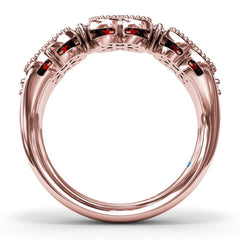 Magnolia Milgrain Ruby and Diamond Ring
