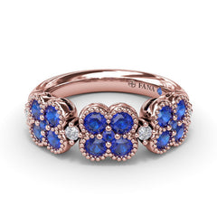 Magnolia Milgrain Sapphire and Diamond Ring