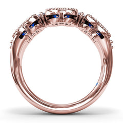 Magnolia Milgrain Sapphire and Diamond Ring