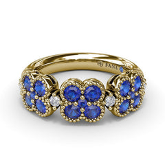 Magnolia Milgrain Sapphire and Diamond Ring