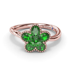 Magnolia Wave Emerald Ring