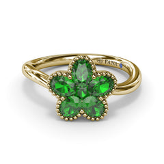 Magnolia Wave Emerald Ring