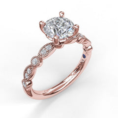 Classic Diamond Engagement Ring with Detailed Milgrain Band