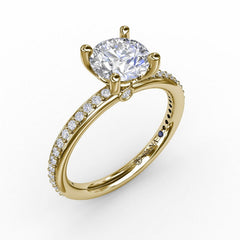 Classic Solitaire Engagement Ring With Diamond Band
