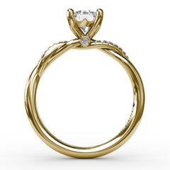 Classic Round Diamond Solitaire Engagement Ring With Twisted Shank