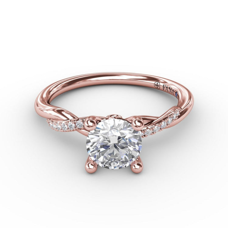 Classic Round Diamond Solitaire Engagement Ring With Twisted Shank