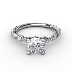 Classic Round Diamond Solitaire Engagement Ring With Twisted Shank