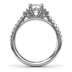 Emerald Cut Side Stone Engagement Ring