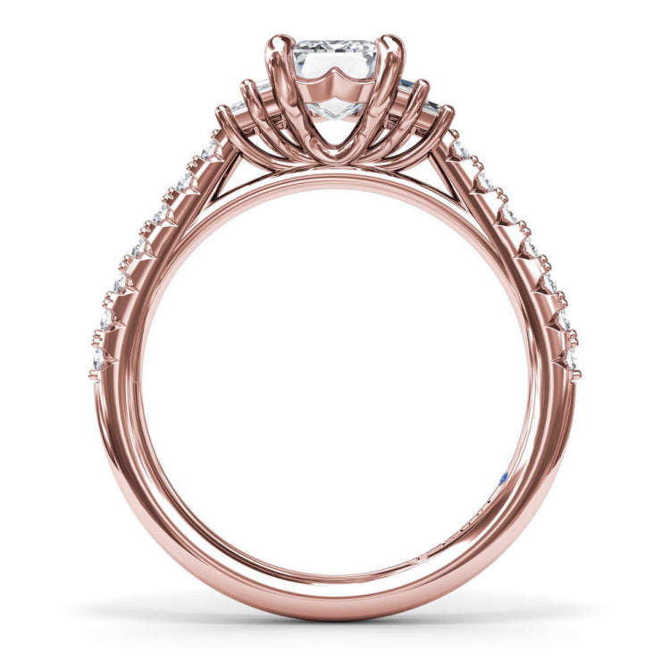 Emerald Cut Side Stone Engagement Ring