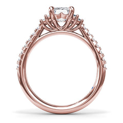Emerald Cut Side Stone Engagement Ring