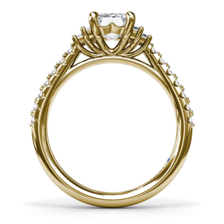 Emerald Cut Side Stone Engagement Ring