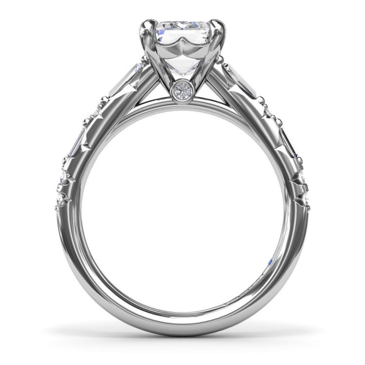 Alternating Baguette and Round Diamond Engagement Ring 