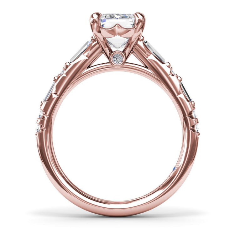 Alternating Baguette and Round Diamond Engagement Ring 