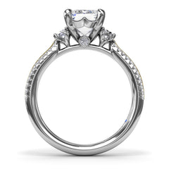 Two-Toned Emerald Cut Diamond Engagement Ring  