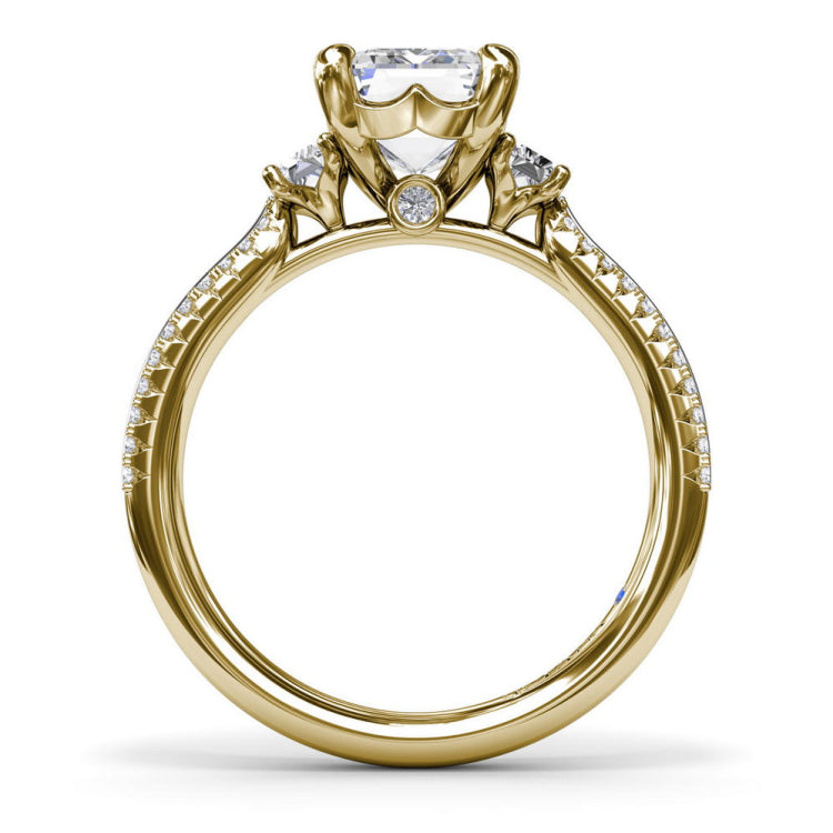 Two-Toned Emerald Cut Diamond Engagement Ring  