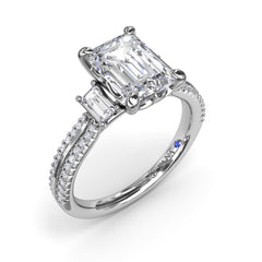 Two-Toned Emerald Cut Diamond Engagement Ring  