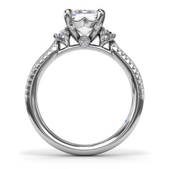 Two-Toned Emerald Cut Diamond Engagement Ring  