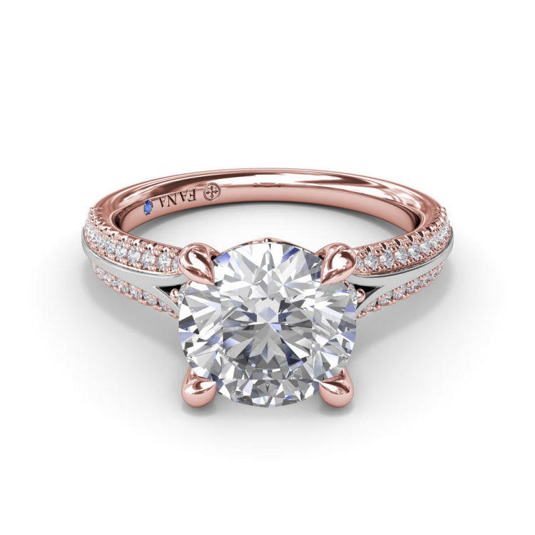 Two-Toned Split Shank Diamond Engagement Ring
