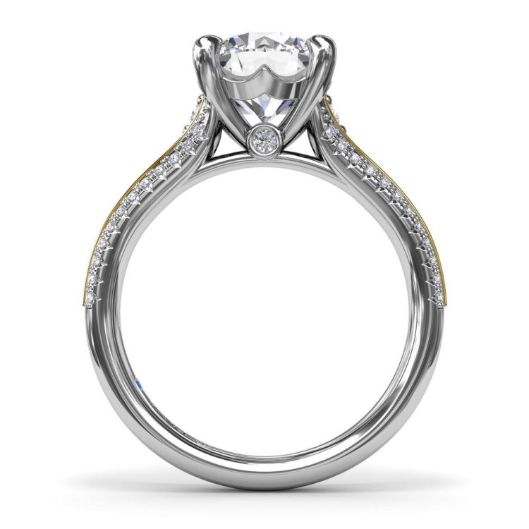 Two-Toned Split Shank Diamond Engagement Ring
