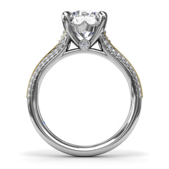 Two-Toned Split Shank Diamond Engagement Ring