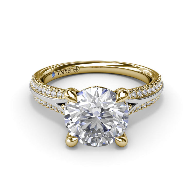 Two-Toned Split Shank Diamond Engagement Ring