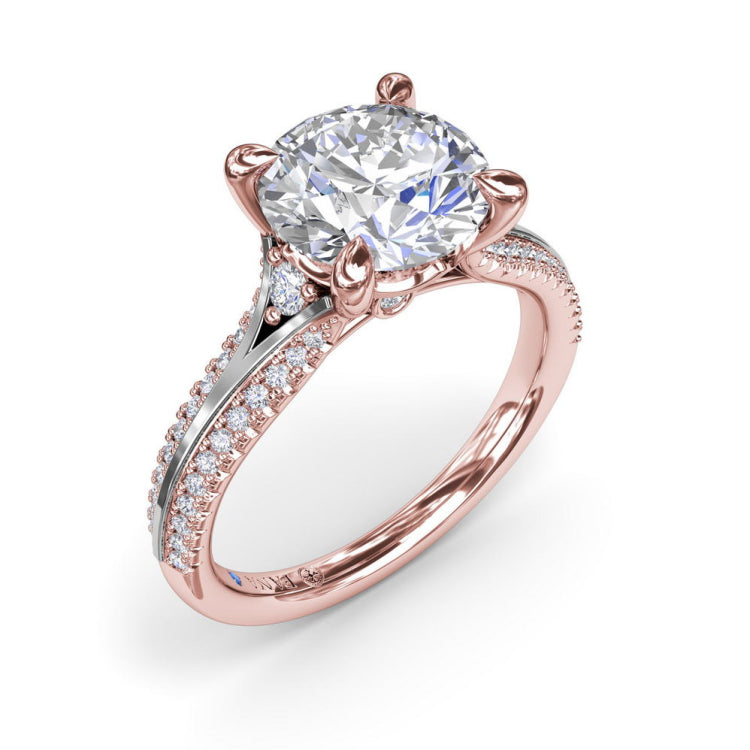 Two-Toned Split Shank Diamond Engagement Ring