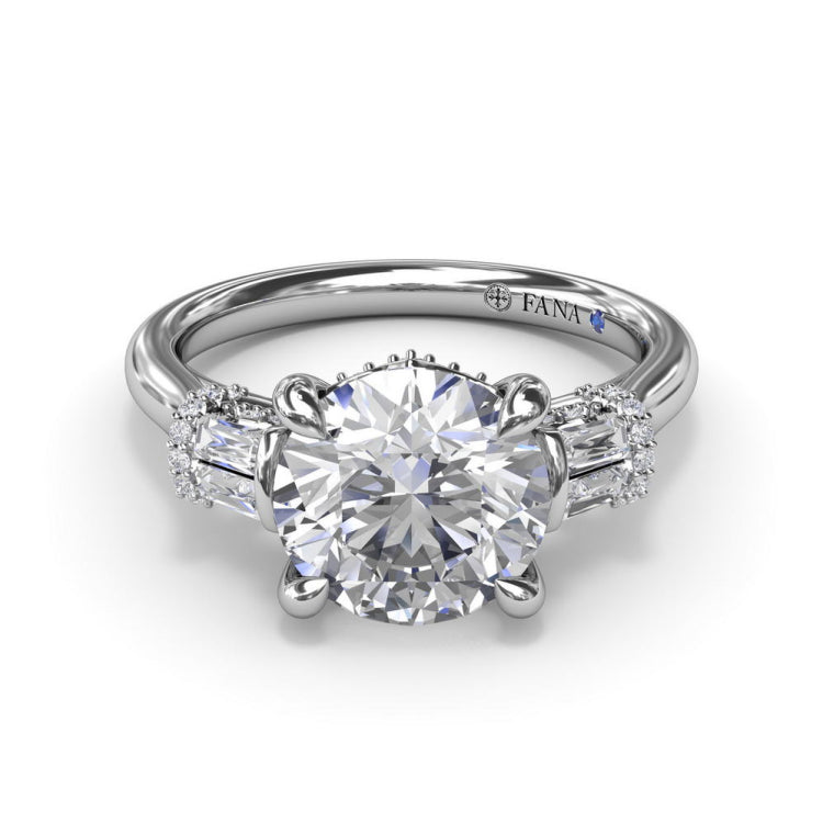 Double Baguette Diamond Engagement Ring 