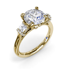 Double Baguette Diamond Engagement Ring 