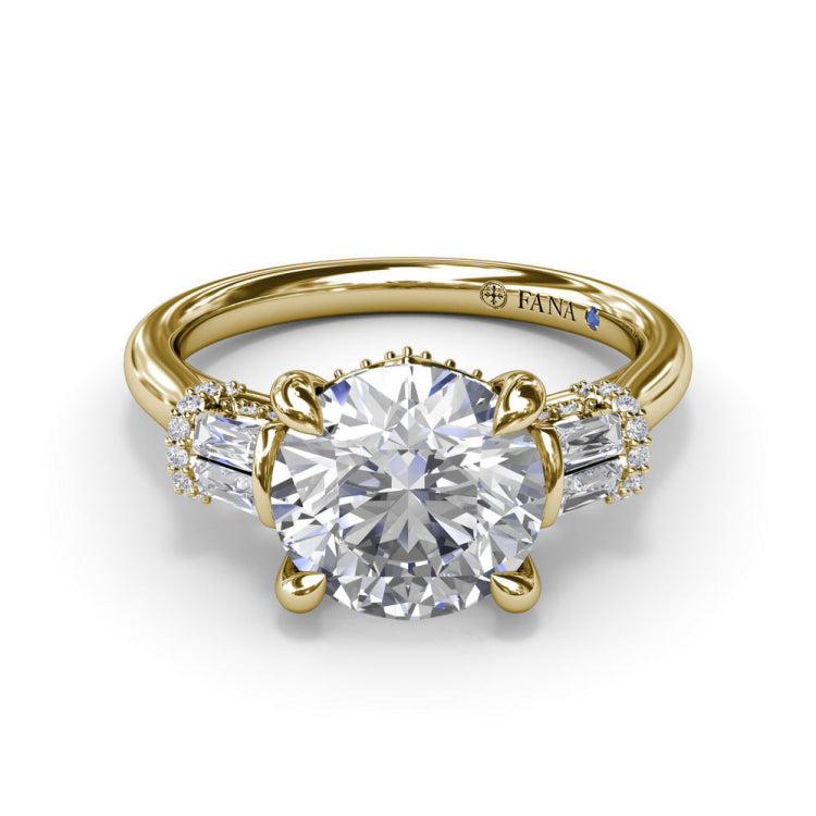 Double Baguette Diamond Engagement Ring 