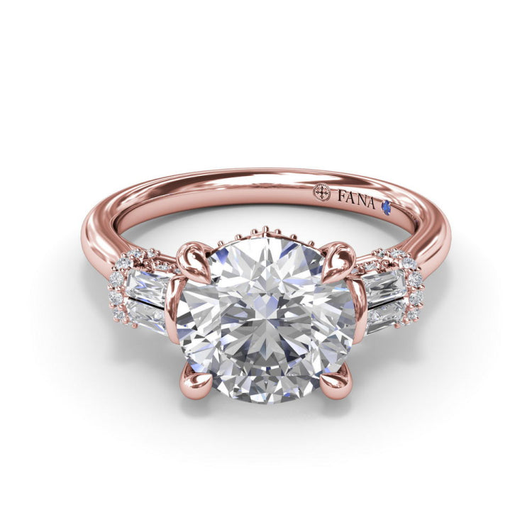 Double Baguette Diamond Engagement Ring 