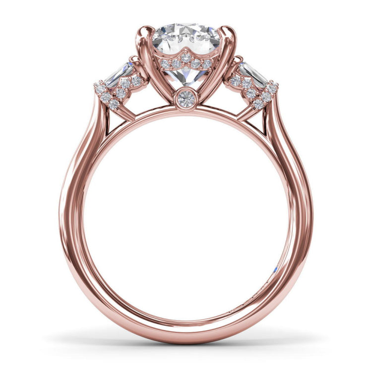 Double Baguette Diamond Engagement Ring 