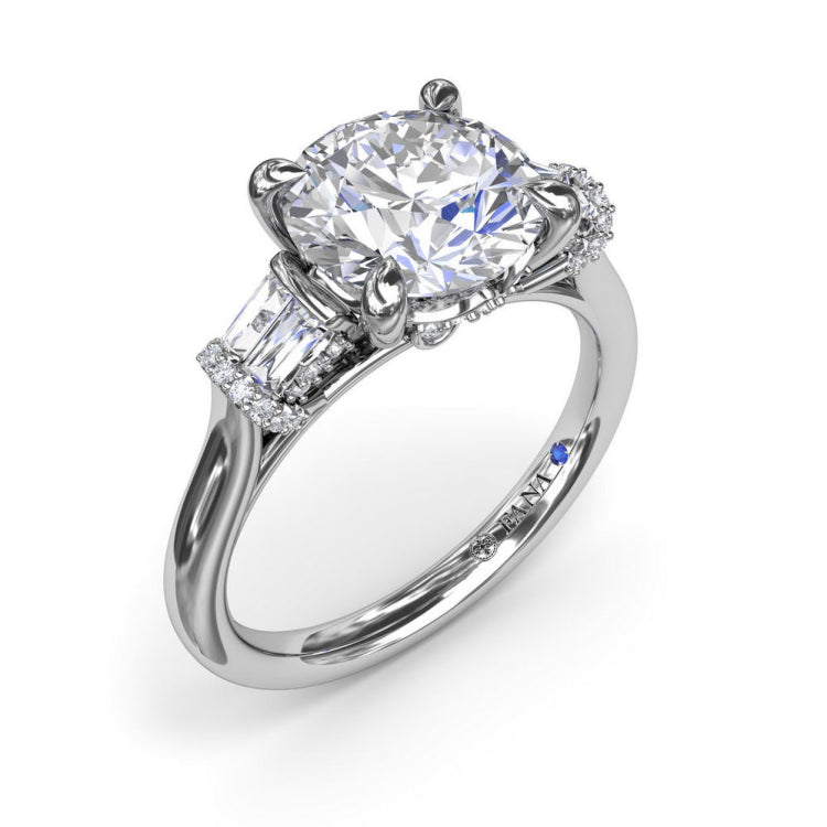 Double Baguette Diamond Engagement Ring 
