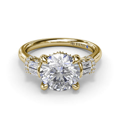 Double Baguette Diamond Engagement Ring 