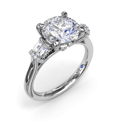 Double Baguette Diamond Engagement Ring 