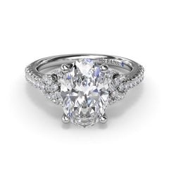 Oval Love Knot Diamond Engagement Ring