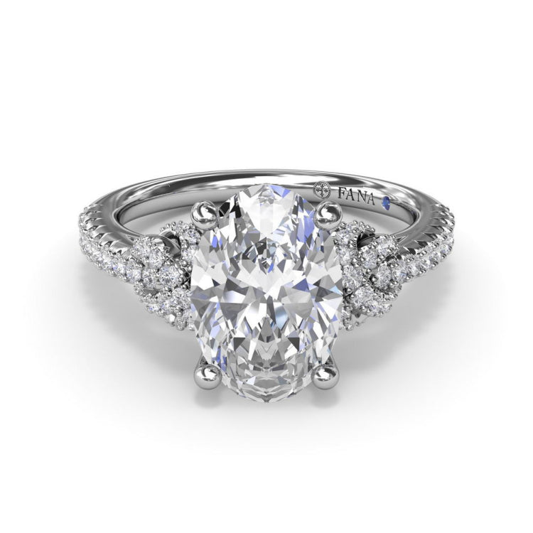 Oval Love Knot Diamond Engagement Ring