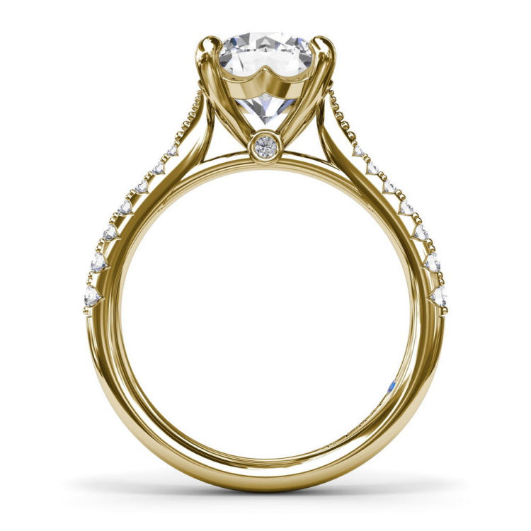 Thin Milgrain Graduated Diamond Engagement Ring