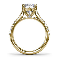 Thin Milgrain Graduated Diamond Engagement Ring