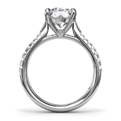 Thin Milgrain Graduated Diamond Engagement Ring