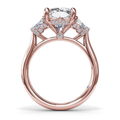 Three Stone Trapezoid Diamond Engagement Ring