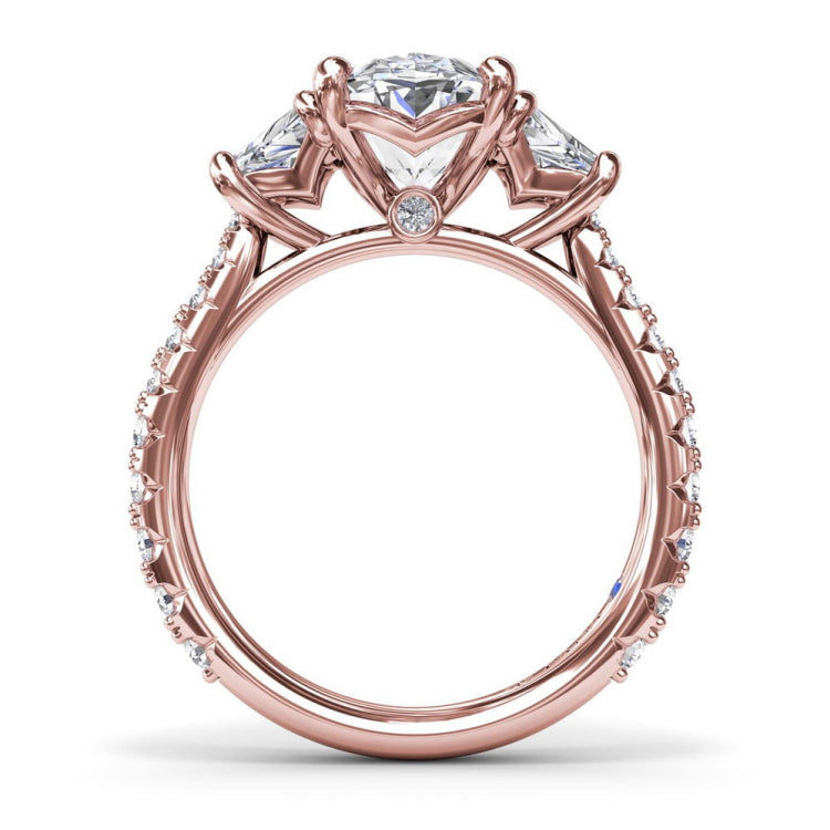 Bold Three Stone Oval Diamond Engagement Ring