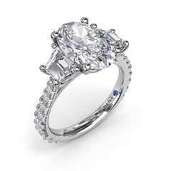 Bold Three Stone Oval Diamond Engagement Ring