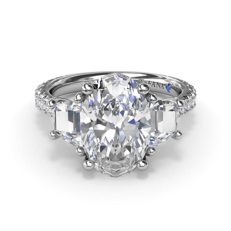 Bold Three Stone Oval Diamond Engagement Ring