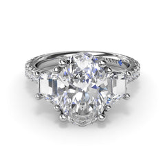 Bold Three Stone Oval Diamond Engagement Ring
