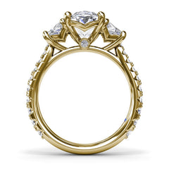 Bold Three Stone Oval Diamond Engagement Ring