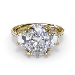 Bold Three Stone Oval Diamond Engagement Ring
