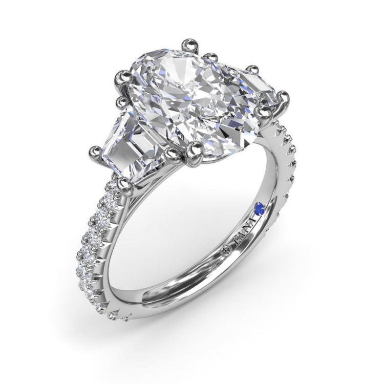 Bold Three Stone Oval Diamond Engagement Ring