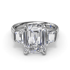 Three Stone Trapezoid Diamond Engagement Ring